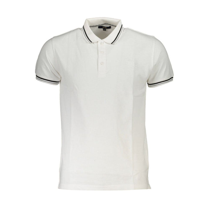 Cavalli Class White Cotton Men Polo Shirt Cavalli Class