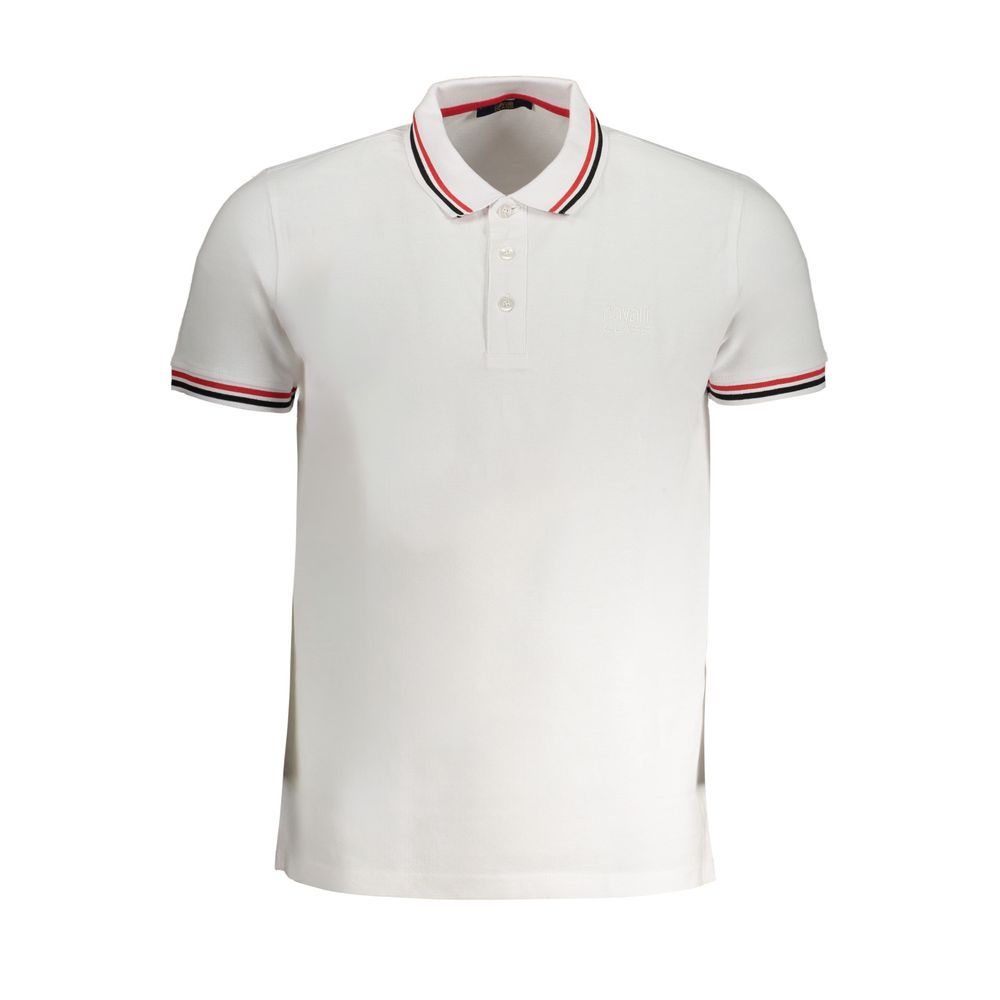 Cavalli Class Bianco Cotton Men's Polo Shirt Cavalli Class