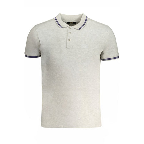 Cavalli Class Grigio Cotton Men Polo Shirt Cavalli Class