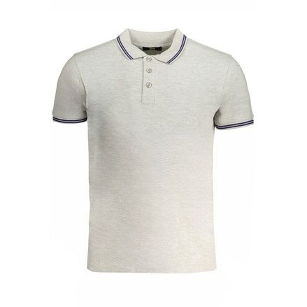 Cavalli Class Grigio Cotton Men Polo Shirt Cavalli Class