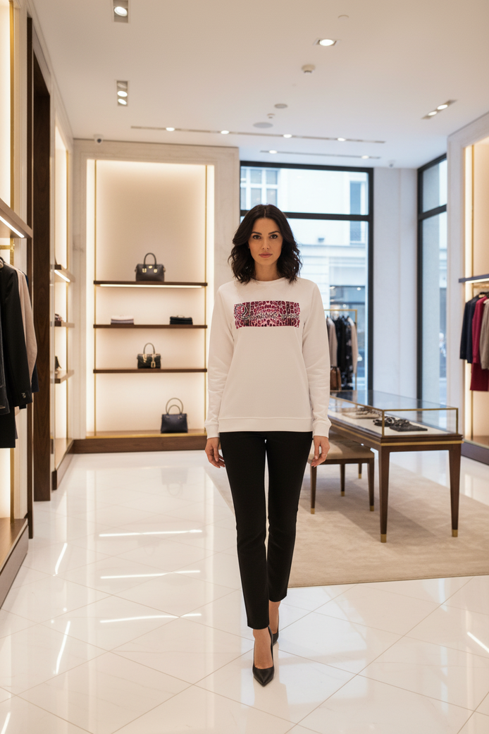 Cavalli Class White Cotton Women Sweatshirt Cavalli Class