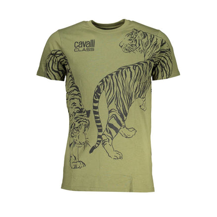 Cavalli Class Verde Cotton Men T-Shirt Cavalli Class