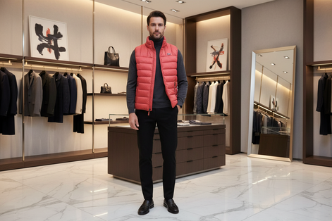 Norvège 1963 Rosso Gilet homme en polyamide