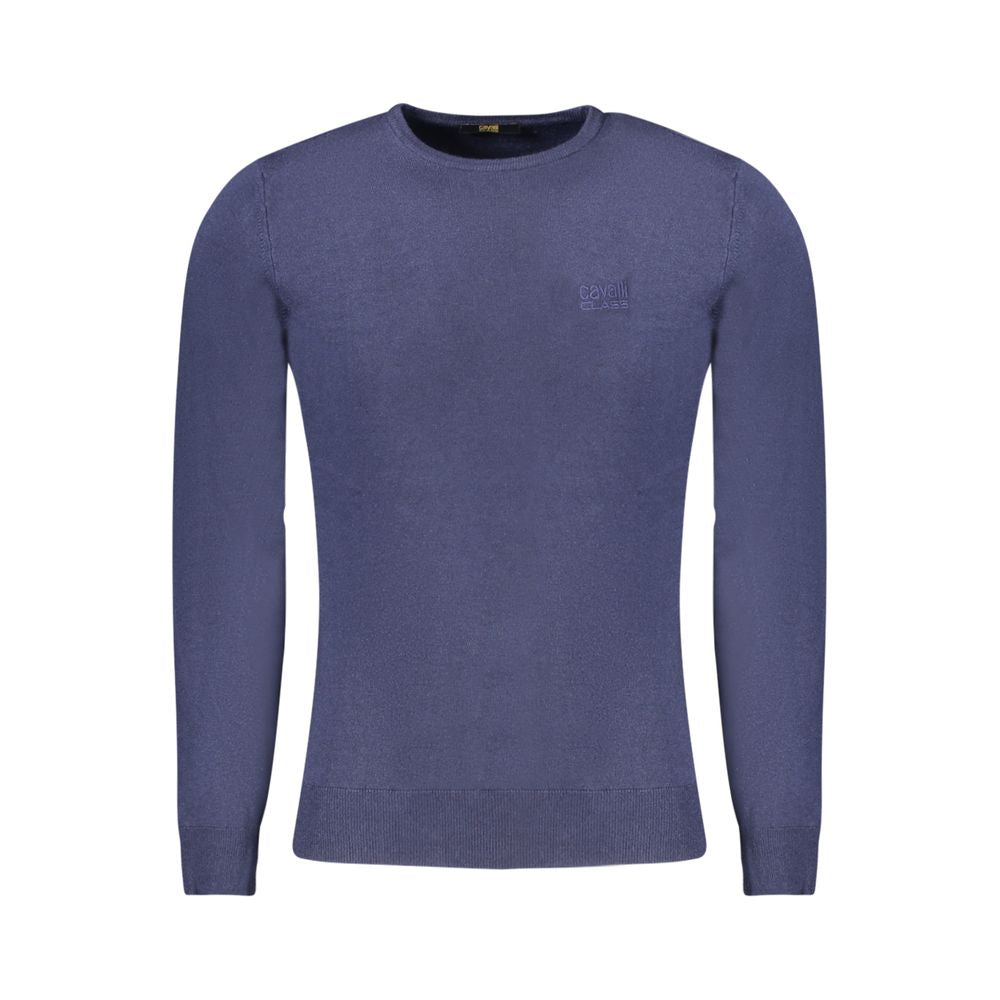 Cavalli Class Blu Viscosa Men Sweater Cavalli Class