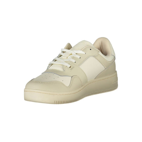 Tommy Hilfiger Beige Leather Men Sneaker Tommy Hilfiger