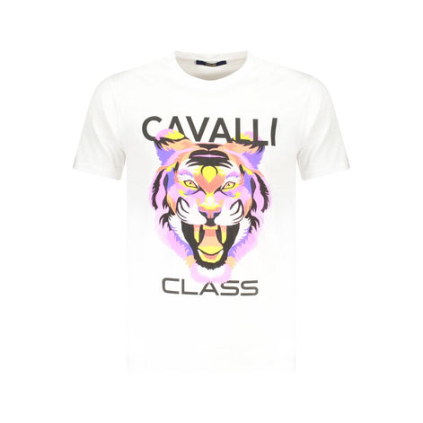 Cavalli Class Bianco Cotton Men T-Shirt Cavalli Class