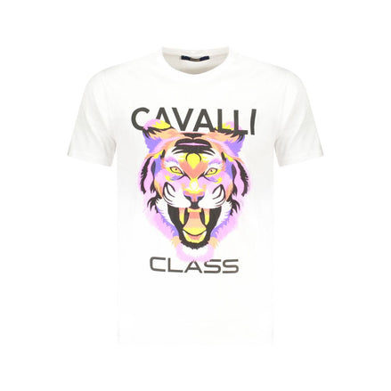 Cavalli Class Bianco Cotton Men T-Shirt Cavalli Class