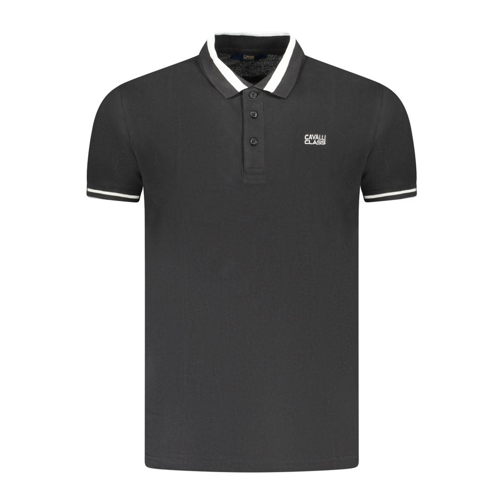 Cavalli Class Black Cotton Men Polo Cavalli Class