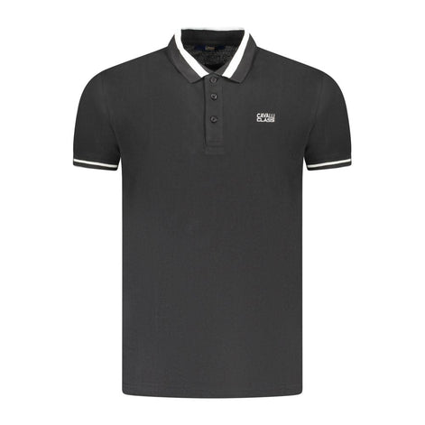 Cavalli Class Black Cotton Men Polo Cavalli Class