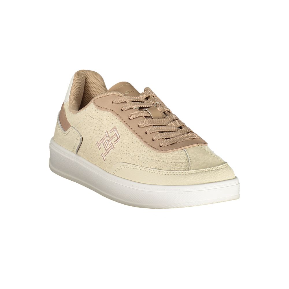 Tommy Hilfiger Beige Leather Women Sneaker Tommy Hilfiger