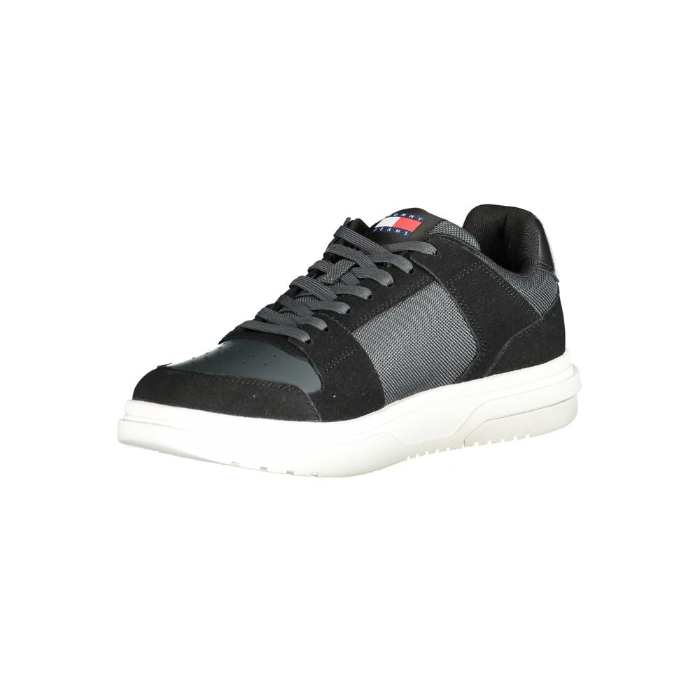 Tommy Hilfiger Black Leather Men Sneaker Tommy Hilfiger