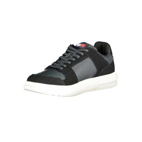 Tommy Hilfiger Black Leather Men Sneaker Tommy Hilfiger