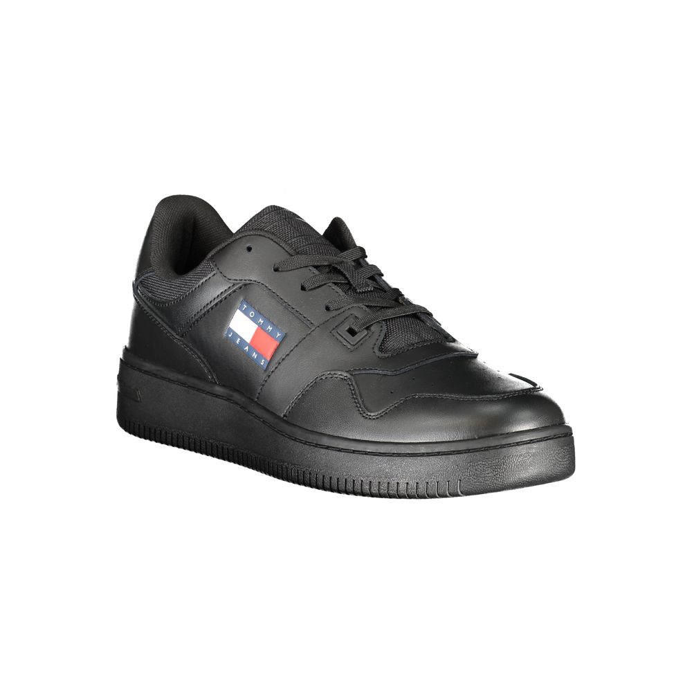 Tommy Hilfiger Black Leather Men Sneaker Tommy Hilfiger