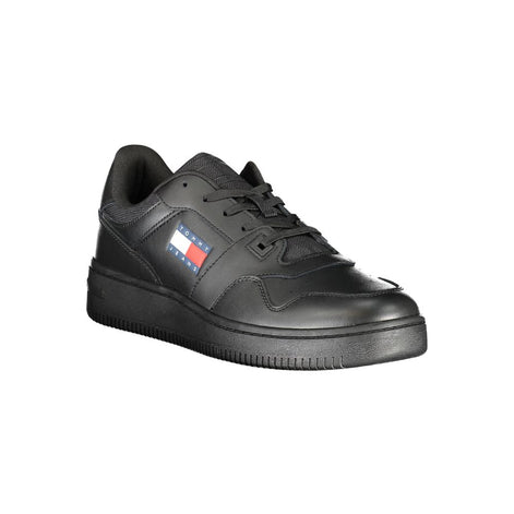 Tommy Hilfiger Black Leather Men Sneaker Tommy Hilfiger