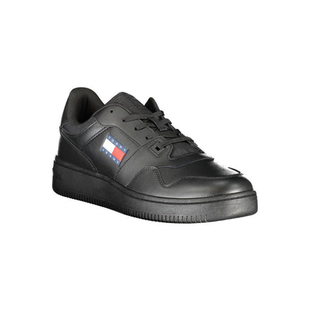 Tommy Hilfiger Black Leather Men Sneaker Tommy Hilfiger