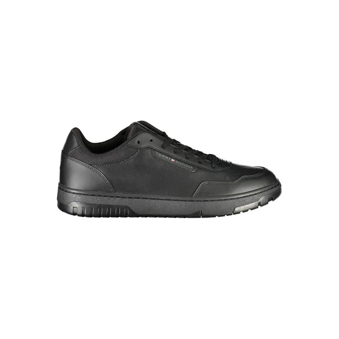 Tommy Hilfiger Black Leather Men Sneaker Tommy Hilfiger