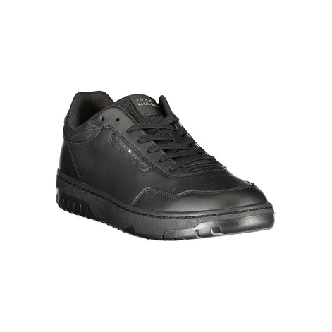 Tommy Hilfiger Black Leather Men Sneaker Tommy Hilfiger