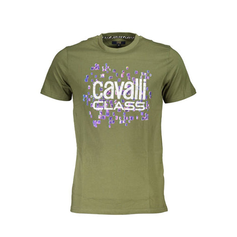 Cavalli Class Verde Cotton Men T-Shirt Cavalli Class