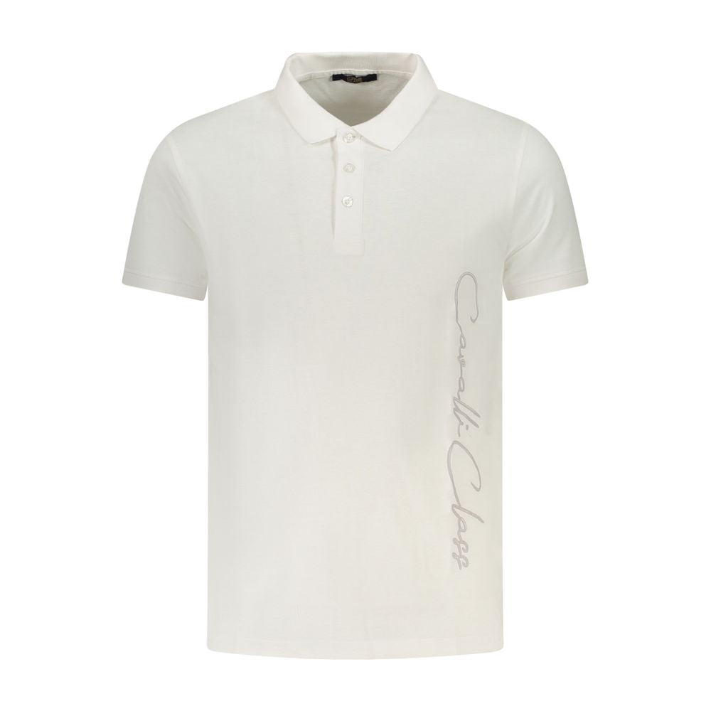 Cavalli Class Bianco Cotton Men Polo Cavalli Class