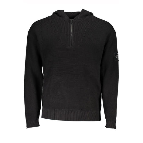 Calvin Klein Black Cotton Men's Sweater Hooded Half Zip Calvin Klein