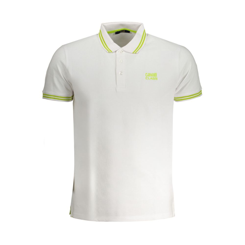 Cavalli Class White Cotton Men Polo Shirt Cavalli Class