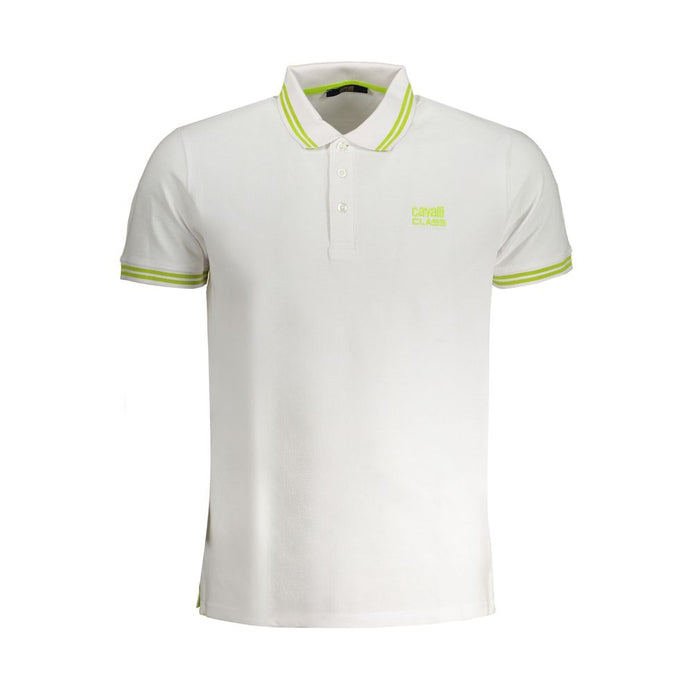 Cavalli Class White Cotton Men Polo Shirt Cavalli Class