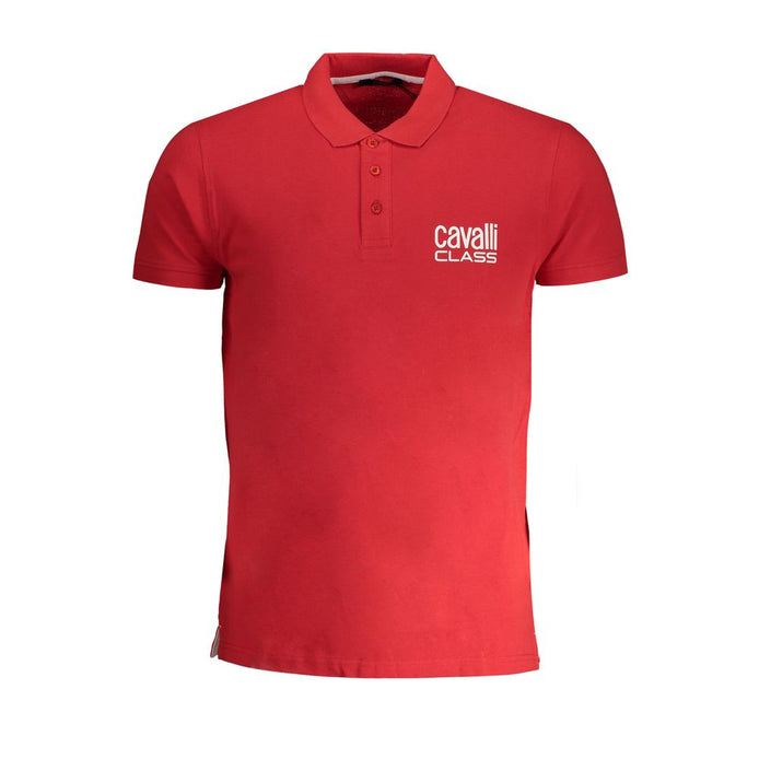 Cavalli Class Red Cotton Men Polo Shirt Cavalli Class