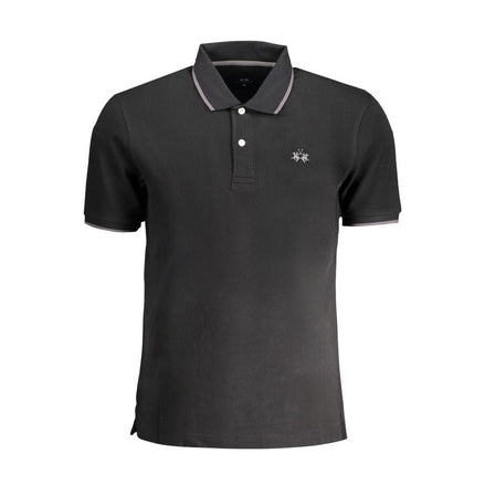 La Martina Black Cotton Men Polo Shirt La Martina