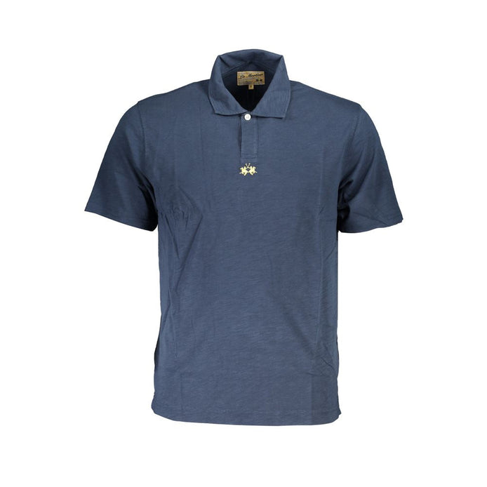 La Martina Blue Cotton Men Polo Shirt La Martina