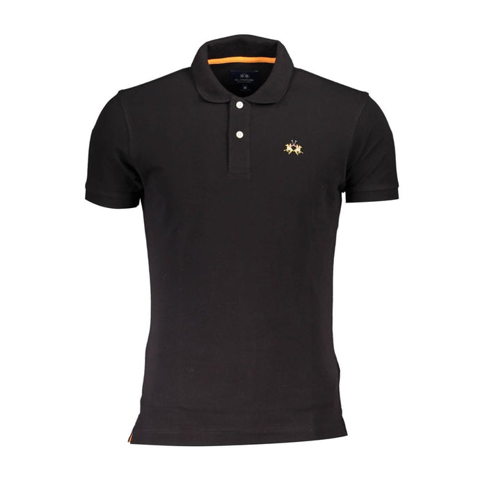La Martina Black Cotton Men's Polo Shirt La Martina