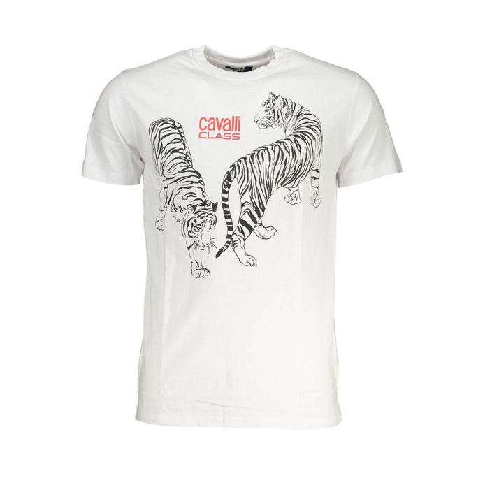 Cavalli Class Bianco Cotton Men T-Shirt Cavalli Class