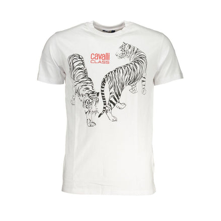 Cavalli Class Bianco Cotton Men T-Shirt Cavalli Class