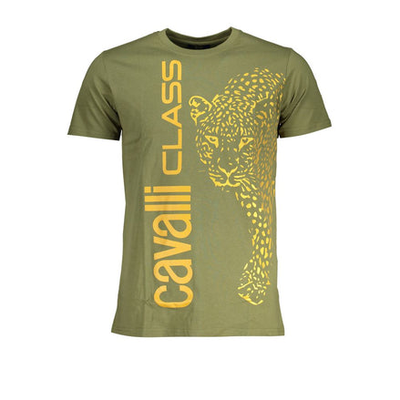 Cavalli Class Verde Cotton Men T-Shirt Cavalli Class