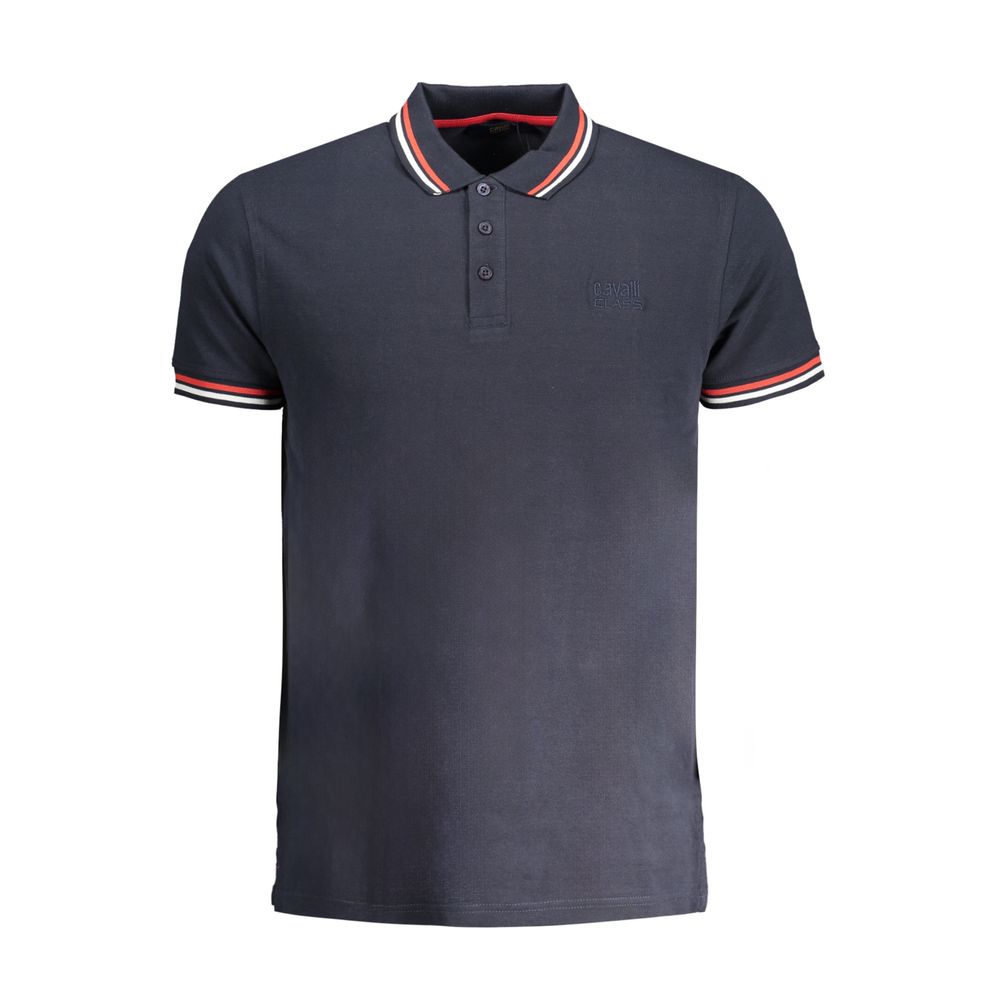 Cavalli Class Navy Cotton Men Polo Shirt Cavalli Class