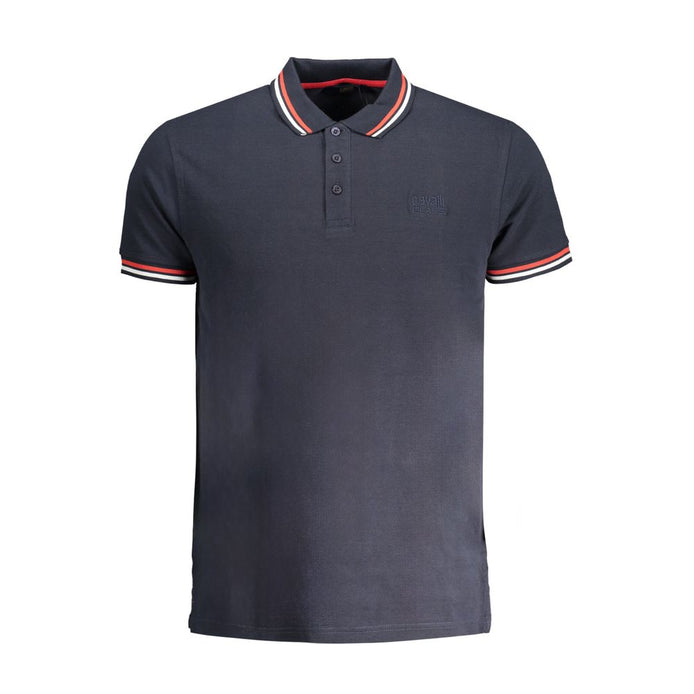 Cavalli Class Navy Cotton Men Polo Shirt Cavalli Class