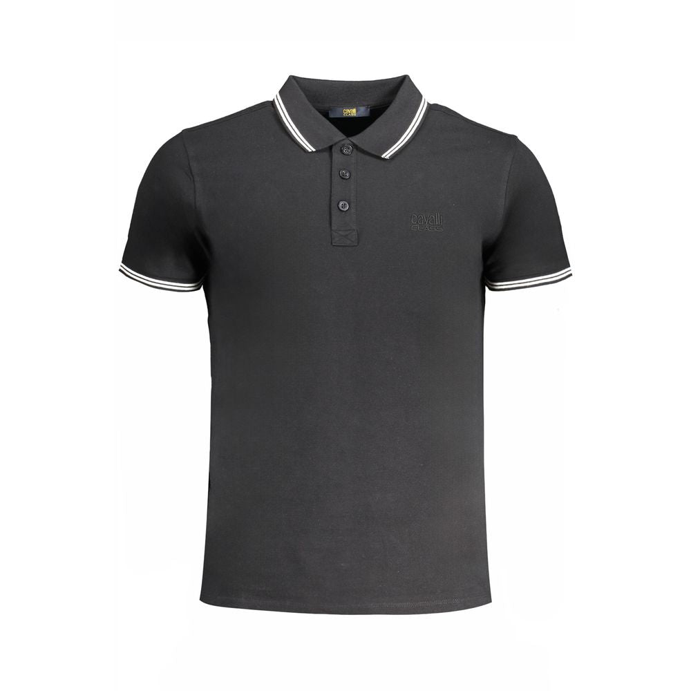 Cavalli Class Nero Cotton Men Polo Cavalli Class