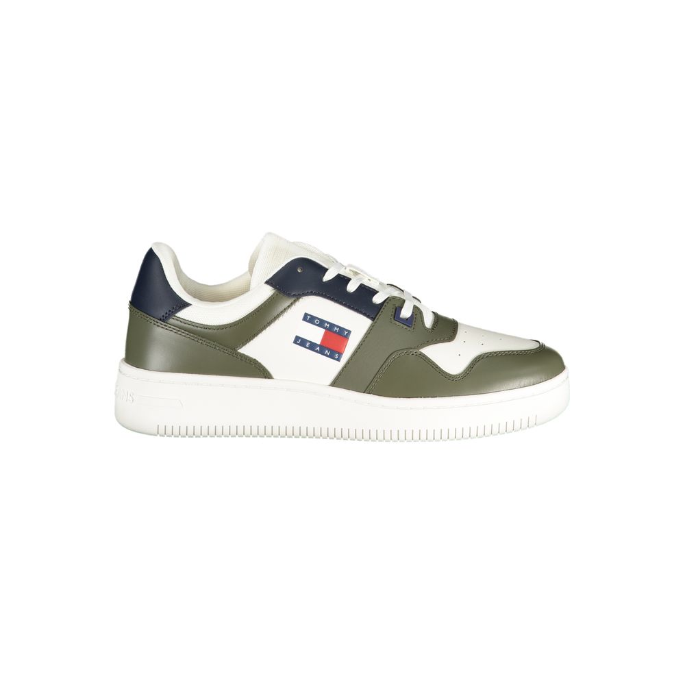 Tommy Hilfiger Green Leather Men Sneaker Tommy Hilfiger