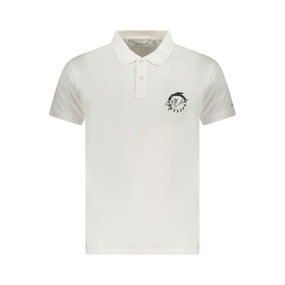 Trussardi White Cotton Men Polo Shirt Trussardi