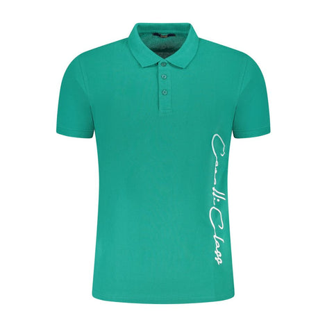 Cavalli Class Green Cotton Men Polo Shirt Cavalli Class