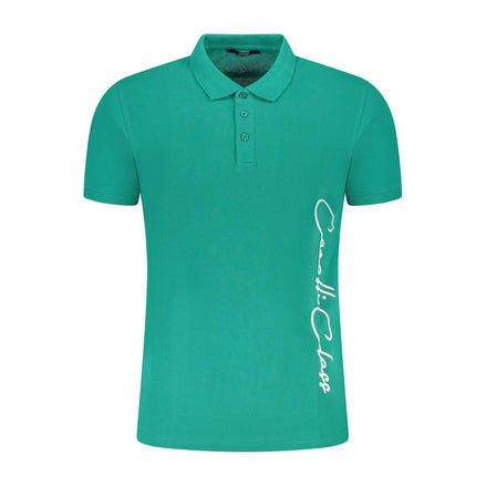 Cavalli Class Green Cotton Men Polo Shirt Cavalli Class