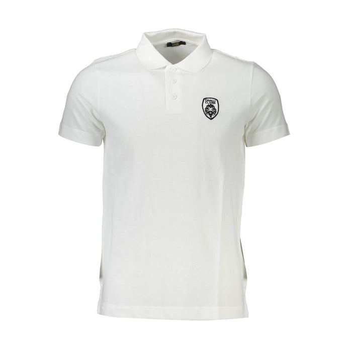 Cavalli Class White Cotton Men Polo Shirt Cavalli Class