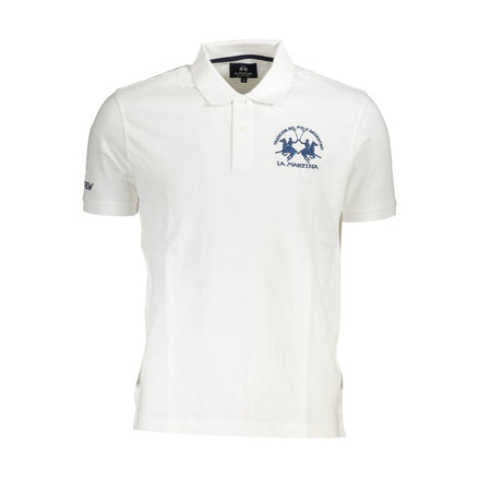 La Martina White Cotton Men Polo Shirt La Martina