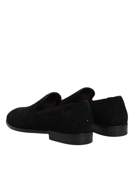 Dolce & Gabbana Black Suede Slip On Loafers Formal Shoes Dolce & Gabbana