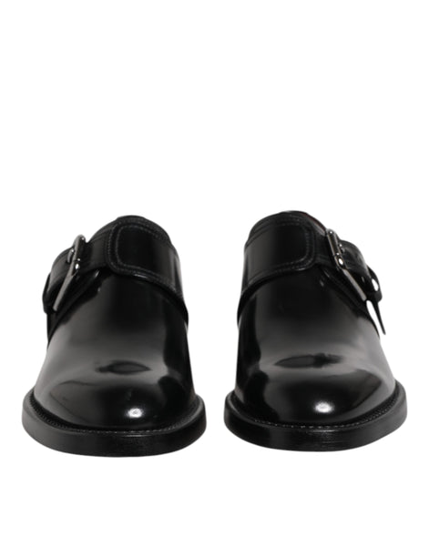 Dolce & Gabbana Black Leather Monk Strap Derby Formal Shoes Dolce & Gabbana