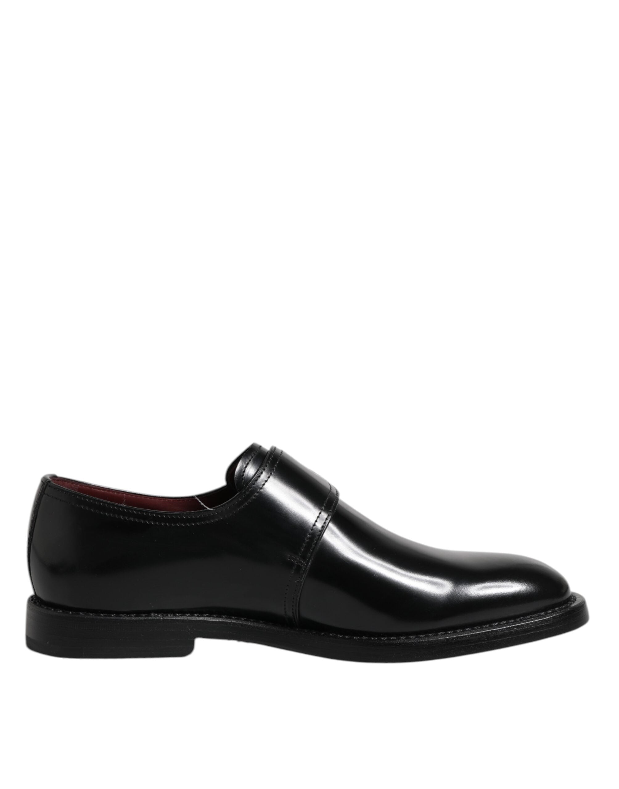 Dolce & Gabbana Black Leather Monk Strap Derby Formal Shoes Dolce & Gabbana