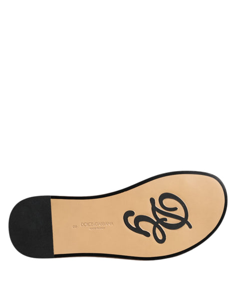 Dolce & Gabbana Black Monochrome Braided Raffia Slides Shoes Dolce & Gabbana