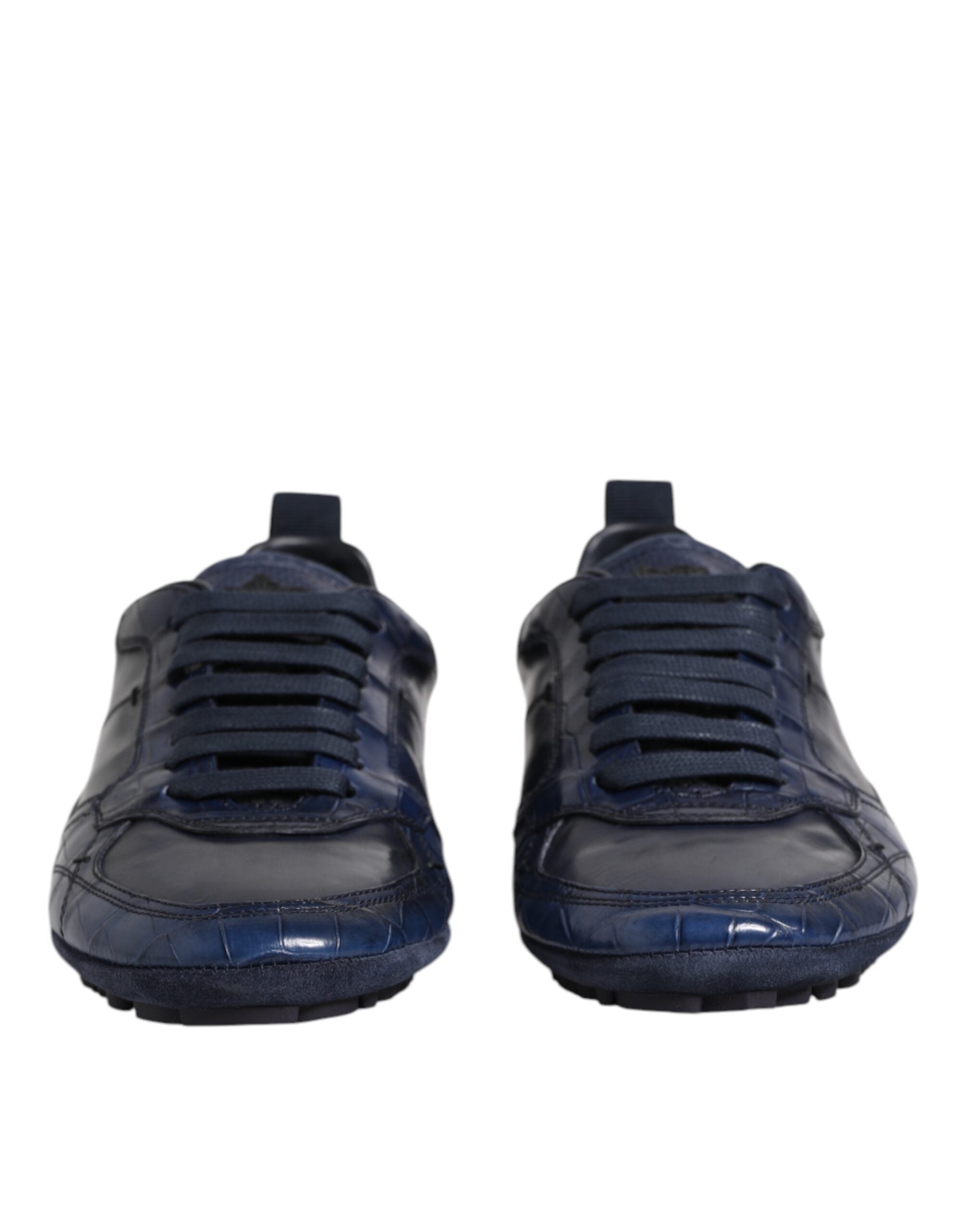 Dolce & Gabbana Dark Blue Leather Low Top Men Sneakers Shoes Dolce & Gabbana