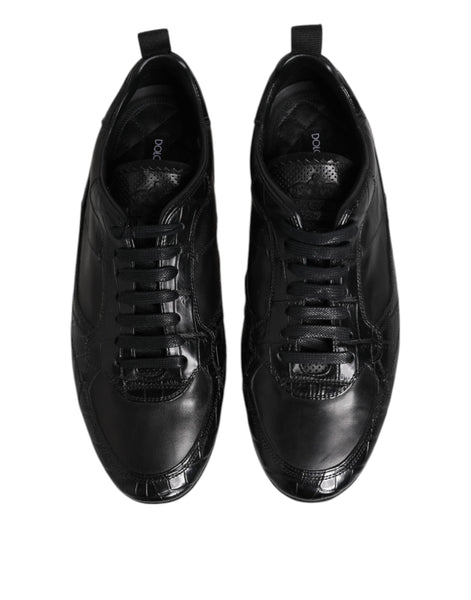 Dolce & Gabbana Black Exotic Leather Low Top Sneakers Shoes Dolce & Gabbana