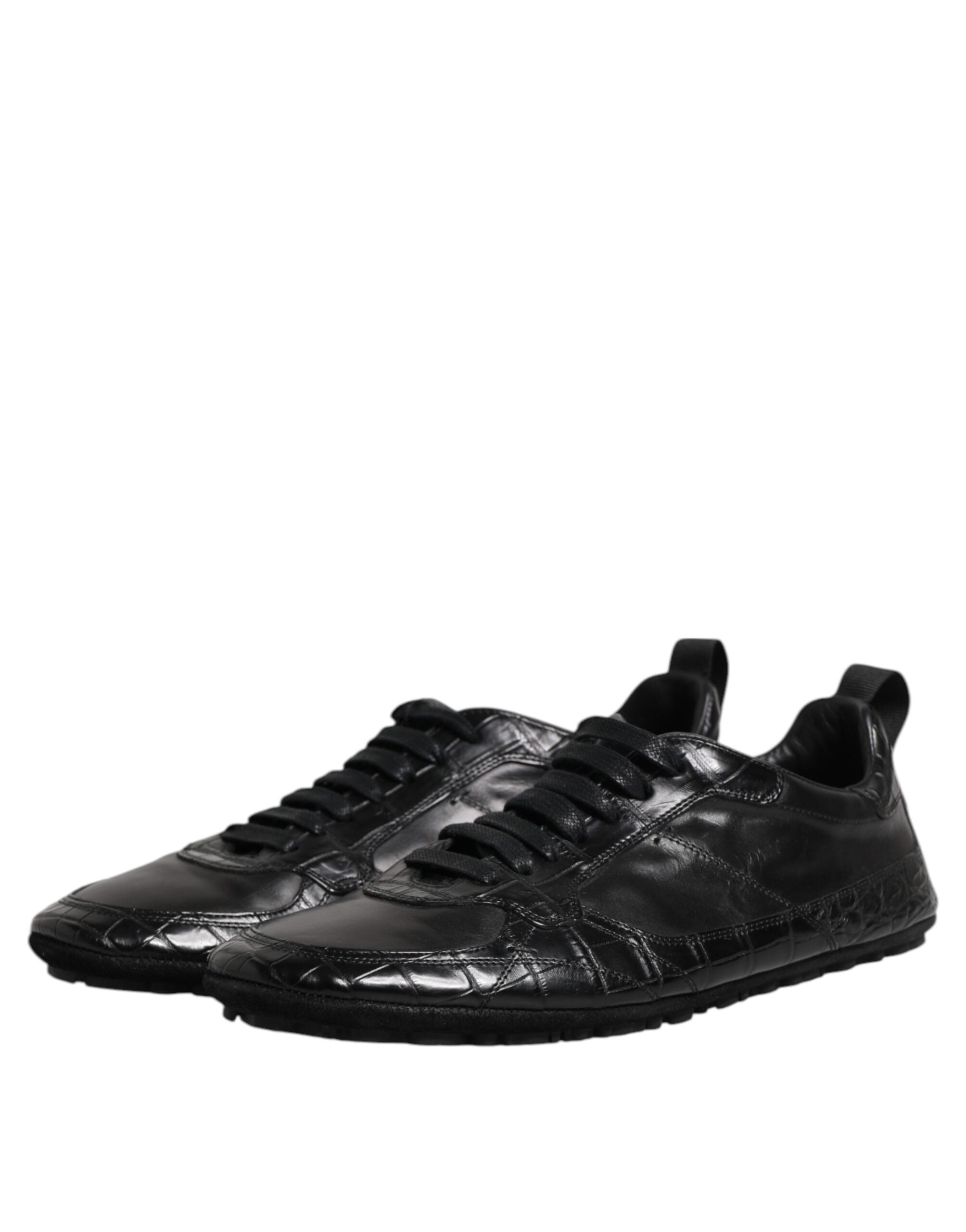 Dolce & Gabbana Black Exotic Leather Low Top Sneakers Shoes Dolce & Gabbana