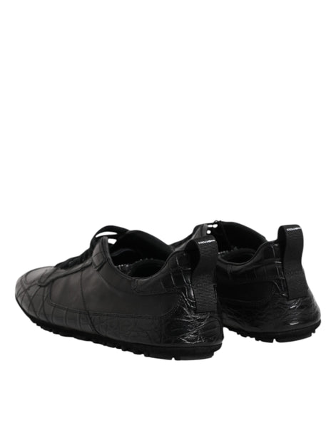 Dolce & Gabbana Black Exotic Leather Low Top Sneakers Shoes Dolce & Gabbana